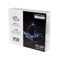 ENTAC ENTAC Karácsonyi beltéri füzér, kék csillag, 10 LED, meleg fehér, 1m (2x AA) (ECL-BS-10WW)