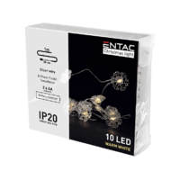 ENTAC ENTAC Karácsonyi beltéri műanyag füzér, hópehely, 10 LED, meleg fehér, 1m (2x AA) (ECL-PSF2-10WW)