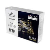 ENTAC ENTAC Karácsonyi beltéri drótfüzér, 20 LED, meleg fehér, 1m (2x AA) (ECL-S20WW)