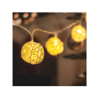 FAMILY DECOR FAMILY DECOR 56519 LED fényfüzér - rattan labdák - 1,35 m - melegfehér - 2 x AA