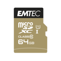 EMTEC EMTEC Elite Gold microSDXC Memóriakártya, 64GB, UHS-I/U1, 85/20 MB/s, adapter (ECMSDM64GXC10GP)