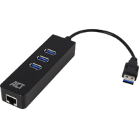 ACT ACT USB HUB, 3xUSB-A port, USB 3.2 Gen1, RJ45 Gigabit LAN adapter, fekete (AC6310 )