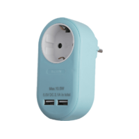 ENTAC ENTAC hálózati adapter, 2 USB és 1 földelt aljzattal. IP20, kék (EPAG-1EE-2USB-B)