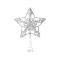 FAMILY CHRISTMAS FAMILY CHRISTMAS Karácsonyi dísz - csillag csúcsdísz - 20,5 x 14,5 cm - ezüst