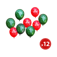 FAMILY CHRISTMAS FAMILY CHRISTMAS Lufi szett - piros-zöld, karácsonyi motívumokkal - 12 db / csomag