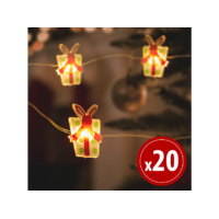 FAMILY CHRISTMAS FAMILY CHRISTMAS LED fényfüzér - ajándék - 2,2 m - 20 LED - melegfehér - 2 x AA