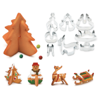 FAMILY CHRISTMAS FAMILY CHRISTMAS 55990B Sütikiszúró forma 3D, fenyőfa, hóember, rénszarvas, szánkó