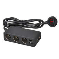 Automax Szivargyújtó elosztó 3-as + 4db USB + voltmérő 12-24V AM0375