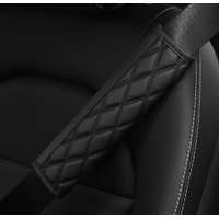 AUTOLIFE Műbőr steppelt biztonsági öv párna - fekete párban
