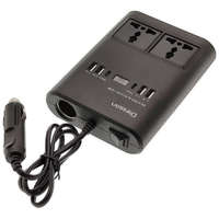 AUTOLIFE 13276 12/24V Autós inverter 150W átalakító AC 220V-ra, 2 hálózati csatlakozóval, 4 USB - 2 Type-C porttal és 1 szivargyújtó aljzat