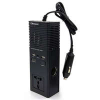 AUTOLIFE 63011 12/24V Autós inverter 200W átalakító AC 220V-ra, 2 hálózati csatlakozóval, 2 USB - 1 Type-C porttal és 1 szivargyújtó aljzat