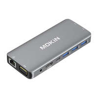 Mokin MOKiN 10 az 1-ben adapter Hub USB-C 3x USB 3.0 + USB-C töltés + HDMI + 3.5mm audio + VGA + 2x RJ45 + Micro SD olvasó (ezüst)