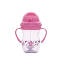 Baby Care szívószálas itató fogantyúval 275ml - Pink/Purple