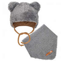 NEW BABY Téli baba sapka és nyakba való kendő New Baby Teddy bear szürke 80 (9-12 h)