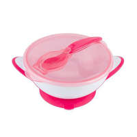 BabyOno BabyOno tányér - tapadó aljú, fedeles, kanállal rózsaszín 1063/03