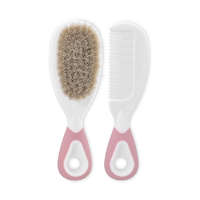 Baby Care Baby Care Fésű és hajkefe természetes sörtékkel - blush pink