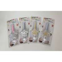 Ledes szám tortagyertya- Ezüst szám 0-9 - Rózsaszín, 4-es