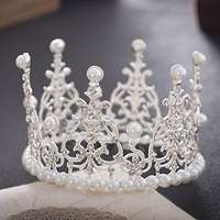 Ezüst gyöngy korona torta dísz, mini