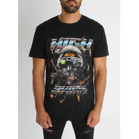 Highscore Tee - fekete mintás póló - Méret: L