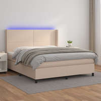 vidaXL Cappuccino színű műbőr rugós ágy matraccal és LED-del 180x200cm