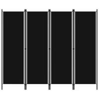 vidaXL Fekete 4 paneles paraván 200 x 180 cm