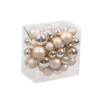 Üveg gömb betűzős 2 2,5 és 5,3 cm 24 db pezsgő matt és fényes