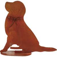 Dekorációs figura kutya ülő fémből 33 cm x 12 cm x 30,5 cm rozsdaszínű
