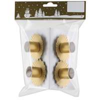 Karácsonyi dekor gyertyatartó fémből 6 cm átmérő arany 4 db