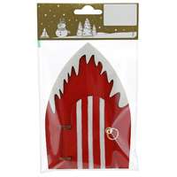 Karácsonyi dekor ajtó fából 9,4 cm x 14 cm x 1 cm piros - fehér