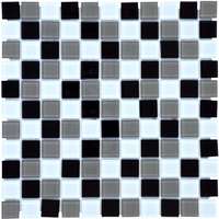 Üvegmozaik lap fekete-bézs-fehér Translucent 30 cm x 30 cm