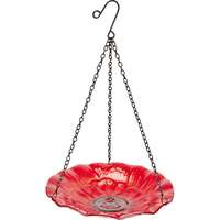  Madáritató függő üveg virág piros 23 cm átmérő