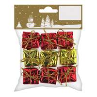 Mini fólia ajándékcsomag 2,5 cm 9 db piros - arany