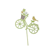  Bicikli virágkosárral, madárral betûzõs fém 17,5x38 cm zöld, sárga
