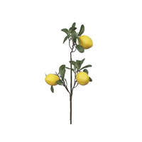  Selyemvirág ág citrommal 53 cm zöld, sárga