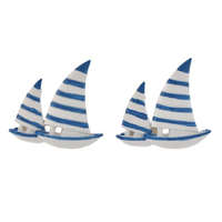  Vitorlás hajó öntapadós poly 4,7x4,5x0,8cm kék,fehér S/2 @