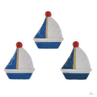  Vitorlás hajó öntapadós poly 4,1x4,8x0,7cm kék,fehér S/3 @