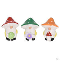 Bloomi Törpe gomba kalapban tojással, virággal poly 3x2,8x3,5cm piros, zöld, narancssárga S/3