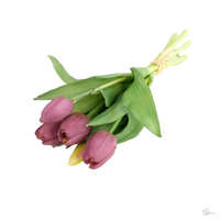  Selyemvirág tulipán csokor 5 szálas gumi 30cm lila