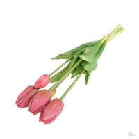  Selyemvirág tulipán csokor 5 szálas gumi 47cm lila
