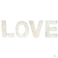  Love felirat selyemvirággal mûanyag 100×300 cm fehér