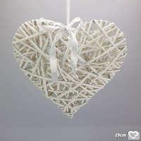  Fehér vessző szív fém vázon 29cm