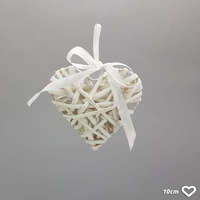  Fehér vessző szív fém vázon 10cm