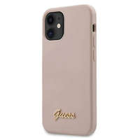 Guess Guess GUHCP12SLSLMGLP 12 mini iPhone 5.4 ?világos rózsaszín / halvány rózsaszín kemény tok Szilikon Arany Script Logo telefontok