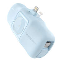 Wozinsky Wozinsky WF16-YLS mini powerbank 5000mAh 15W Lightning csatlakozóval, beépített Type-C kábellel + vezeték nélküli Apple Watch töltés - kék