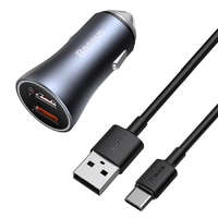 Baseus Baseus Arany Kontaktorok Pro gyors autós töltő 2 USB 40 W Quick Charge SCP FCP AFC + USB - Type-c USB-kábel szürke (TZCCJD-A0G)