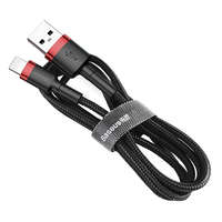Baseus Baseus Cafule Kábel tartós nylon fonott USB / Lightning QC3.0 1.5A 2M fekete-piros (CALKLF-C19)