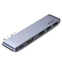 Ugreen Ugreen Multifunkcionális HUB 2x USB Type-c - USB Type-c PD (Thunderbolt 3, 100W, 4K @ 60 Hz, 10 Gbps) / HDMI 4K @ 30 Hz / 3x USB 3.0 MacBook Pro / Air szürke (60559)