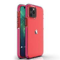 Hurtel Spring tok világos TPU gél védőburkolat színes kerettel iPhone 12 mini rózsaszín telefontok