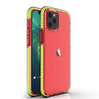 Hurtel Spring tok világos TPU gél védőburkolat színes kerettel iPhone 12 mini sárga telefontok