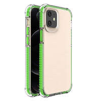 Hurtel Spring Armor világos TPU gél masszív védőburkolat színes kerettel iPhone 12 mini zöld telefontok